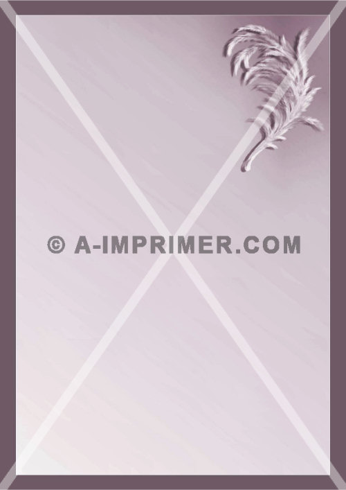 Papier à lettre à imprimer. Plume violette